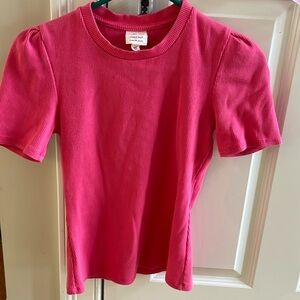 Cinq a sept 5 at 7 Ribbed Pink Top . Short sleeve. Excellent Condition. Size S .